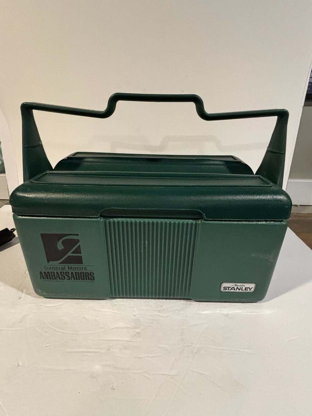 Vintage Aladdin Stanley Thermos Hammertone Green 1 Quart A-944DH Folding Handle